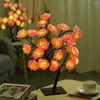 Lámparas de mesa LED Rose Tree Bouquet Lámpara Luz de noche junto a la cama Regalo de decoración del hogar alimentado por USB -Blanco