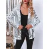 Women's Suits 2024 Small Suit Commuter Cardigan With Polo Collar Long Sleeves Sequin Style Casual And Versatile Coat For Women