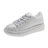 Freizeitschuhe Damen Sneakers mit Glitzer Frau Luxus Plattform Sport Damen Trainer Strass Mode Sneaker