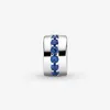 100% 925 Sterling Silver Blue Sparkle Clip Charms Fit Original European Charm Armband Fashion Jewelry Accessories308D