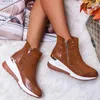 Casual Shoes Women Sneakers 2024 Autumn High Top Vulcanize Platfrom Wedges dragkedja Chunky Kvinna plus storlek