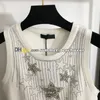 Tripulação pescoço colete de malha pressionado broca malha sem mangas topos elegante estilo curto colete de malha tanques camisetas verão casual malha t camisa