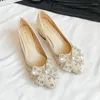 Robe chaussures pour femmes mode brillant pompes bout pointu strass nœud papillon talons hauts dames bateau grande taille