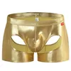 Unterhosen Männer Boxer Helle Boxershort Gold Leder Höschen Leistung Unterwäsche Calsones Homme Elepant Nase Offene Bingeries Drop Del Ots3Z