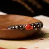 Link pulseiras pulseira de cristal obsidiana natural emparelhado com peixe vermelho cinábrio para casais masculinos e femininos moda atmosférica