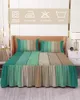 Bed Skirt Vintage Turquoise Brown Gradual Wood Grain Fitted Bedspread With Pillowcases Mattress Cover Bedding Set Sheet