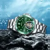 Orologi da polso AESOP 2024 Real Green Water Ghost Tourbillon Orologio da polso meccanico in acciaio inossidabile 5Bar Orologi da uomo impermeabili Orologio scheletrato