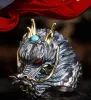 Vintage Ethnic Evil Dragon Head 14K White Gold Ring Mens Gothic Open Ring Manlig cool trendsmycken