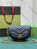 Diseñador superior Marmont MINI bolso de hombro media luna ocio mujer cadena cuero bandolera marca de lujo bolso cartera