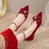 Sandalias de mujer, zapatos de boda, moda de otoño para mujer, nuevos zapatos de novia de dos usos, tacones altos rojos franceses para boda para mujer A014