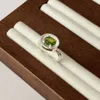 Japanese Korean Minimalist Olive Green Brushed Oval Ring for Women