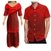 Vestidos de festa verão personalizado mulheres meia manga vestido pretaxi v-pescoço com camisa masculina tribo polinésia combinando casal terno