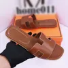 Damesslippers Designer sandalen voor dames heren Luxe pantoffel casual loafers schoenen buiten strandglijbanen platte bodem met gesp unisex echt lederen glijbanen