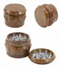 Wood Tobacco crusher Herb Grinder 2019 new 4 piece 40m 50mm 55mm 63mm Smoking Set pollen press catcher drumshape metal grinders D5394475