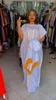 プラスサイズのドレス秋のファッションサテンプリントドレスアフリカン女性ラウンドネック半袖ローブカジュアルルーズフィット