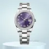 Diseñador Relojes para mujer Relojes de alta calidad 36 mm 41 mm Púrpura Romano Digital Diamond Dial 8215 Movimiento Moda Impermeable Zafiro Montre Parejas Relojes