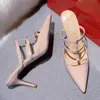 talons chaussures femme designer Sandales à talons hauts VT Sandal Robe Chaussures Bride à la cheville Goujons romains Noir Nude Strip Rivets Femmes Stiletto Block Talon