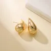 Vergulde traan 14k geel gouden oorbellen dupes voor vrouwen lichtgewicht gladde metalen waterdruppel hoepel oorbellen luxe trendy sieraden feestcadeau