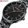 Toppmärke Curren Luxury Quartz Watches For Men Wrist Watch Classic Black Rostfri Steel Strap Men's Watch Waterproof 30M165J