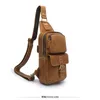 Vintage Fashion Crazy Horse Leather Chest Pack Anti Theft Outdoor Sport Bag Rider chest bag for men