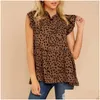 Damen T-Shirt T-Shirts Baggy Casual T-Shirts T-Shirt mit Leopardenmuster Kurzarm-Outfit All-Match-Oberteile Sommer Y2K High-Neck Sport Otrpw