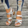 Kleid Schuhe Sommer Damen Sandalen Heels Designer Chunky Gladiator Lässige Elegante Frau Gold Mittlerer Absatz Drop Center Plus Größe