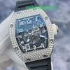 RM Zegar na rękę Casual Watch RM010 Automatyczny zegarek mechaniczny RM010 AG WG Oryginalny Pierścień Zewnętrzny Pierścień Tylny Diamond Pełny diament 18K 18K