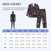 Pyjamas pour hommes Pyjamas Hommes Ditsy Floral Quotidien Rouge et Jaune 2 pièces Pyjama ample Ensemble manches longues Kawaii Costume de maison surdimensionné