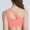 Kvinnors tankar damer Solid Color One Shoulder Sports stötsäkra högintensitet Vest ärmlösa tätt kvinnliga underkläder