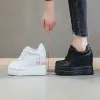 Stiefel Damen Chunky Sneakers geteilte Leder lässige Frauen Schuhe weiße schwarze Turnschuhe 2021 Frühling Herbst Hidden Heel Frau Chunky Schuhe