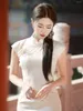 Roupas étnicas Jovem elegante senhora estilo acetato jacquard cheongsam primavera e verão chinês manga curta vestido diário wearable