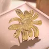 Nuovo anello avanzato di moda aperto girasole in acciaio inossidabile Anello a fascia placcato oro vero Gioielli da sposa unisex