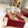 Femmes talons sandales 2024 été cristal bout pointu femme Stiletto fête strass peu profond sans lacet chaussures à talons en cuir véritable miroir qualité mode robe chaussures