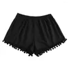 Shorts pour femmes Style décontracté Femmes Translucide Plage élégante avec décor de balle en peluche Haute élastique pour l'été