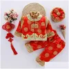 Etnische kleding Winter kinder Hanfu katoen bontkraag Tang pak dik meisje Baby jongens Chinese stijl jaar jas broek hoed kleding Dr.