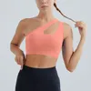 Kvinnors tankar damer Solid Color One Shoulder Sports stötsäkra högintensitet Vest ärmlösa tätt kvinnliga underkläder