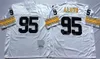 Football Vintage 88 Lynn Swann Jerseys 95 Greg Lloyd 68 L C Greenwood 12 Terry Bradshaw 59 Jack Ham 1975 1982 Uniforme rétro 75e anniversaire Jack Lambert Noir Blanc