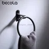 Towel Rings Becola Portable Towel Racks Round Aluminium Towel Holder Rings Wall Mounted Bathroom Accessories Anti-Rust Towel Racks 999MJH 240321