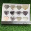 Dekorativa figurer Partihandel Högkvalitativ naturlig Amethyst Crystal Hand Crafted Heart Presentförpackning för dekoration -xcg