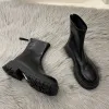 Stivali Rimocy 2022 Platform Women's Ankle Boots Autunno con zipper Med Heels Boots Women Round Toe non slip PU Bootie in pelle Mujer