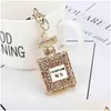 Keychains Lanyards Creative Fashion Rhinestone Keychain Per Bottle Key Chains Female Bag Car Pendant Line Up Birthday Gift T220909 Dro Dhfdy