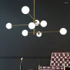 Lustres Boule de verre moderne Led lustre de plafond or noir pour chambre salon salle à manger Table suspension lampe lustres Luminaire éclairage