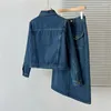 Work Dresses Plus Size Blue Denim Jacket Set Lapel Rivet Single-Breasted Jean Skirt 2 Piece Suit Spring Autumn Women Casual Sets