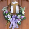 Decorative Flowers Easter Wreath Cross Artificial Scarf For The Front Door Decoration 2024 Garland Indoor Outdoor Decor