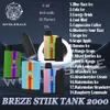 Authentic BREZE STIIK TANK 2000 Puff Disposable Vape Pen 6 ml Pod Mesh Coil 18 Flavors 2k Puffs Vape Pen