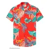 メンズTシャツ2022男性用の夏のハワイアンシャツトロピカルリーフカラーブロックプリントビーチバケーションシャツ