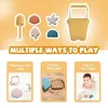 Sand Play Water Fun Bopoobo 6st Silicone Beach Toys Outdoor Sand Bucket Set Soft Animal Model Mini Sand Digging Shovels Kits Baby Water Game Spela 240321