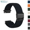Titta på Bands Wocci Elastic Nylon Strap 18mm-22mm Högkvalitativ tätt vävd rem för snabb frigöring och ersättning med rostfritt stål Buckle Y240321