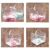 Autres fournitures de fête d'événement 15x15x15cm boîte en plastique rose avec poignée boîtes à gâteaux en PVC transparent faveurs de mariage et cadeaux papier bonbons Dhevt