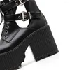 Stiefel AIYKAZYSDL Frauen Punk Gothic Ausschnitt Schuhe Motorrad Fahrrad Bootie Knöchel Plattform Chunky Heel Dicker Block Hohe Creeper